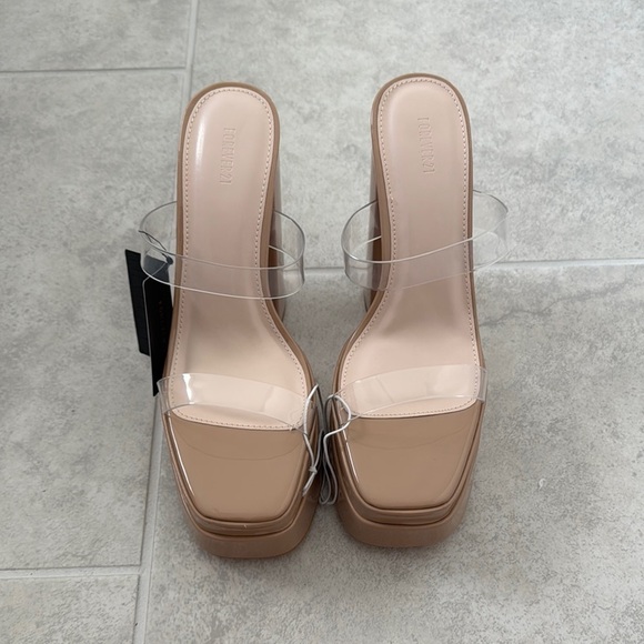 Forever 21 Shoes - Beige Transparent Strap Women's Heels